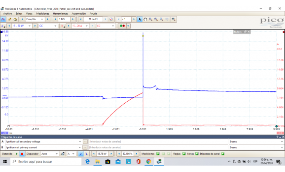 Known Good-Secondary voltage (Cx pickup clip), Ignition coil supply-Chevrolet-Aveo 2012- : Image 1